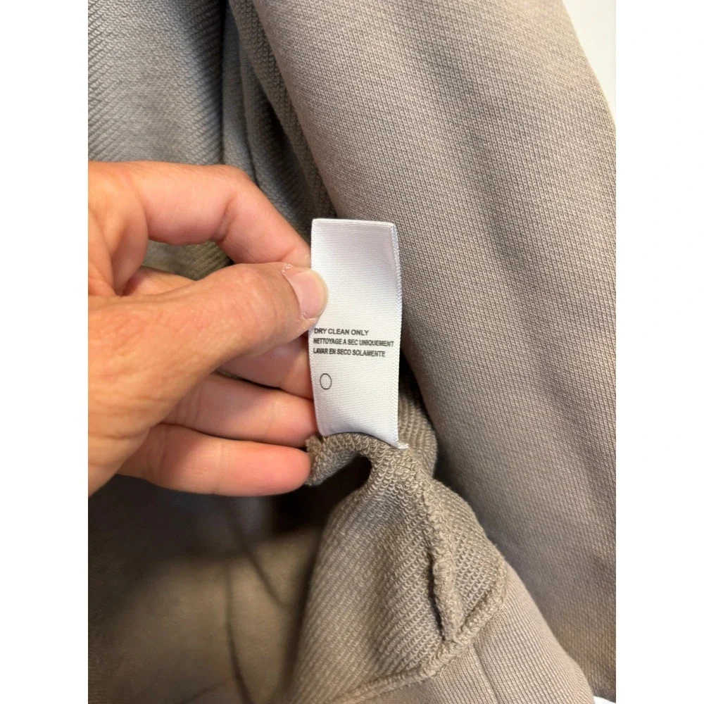 Standard James Perse Taupe Cotton Open Front Hooded Sweatshirt Cardigan Size 3 - Picture 7 of 7